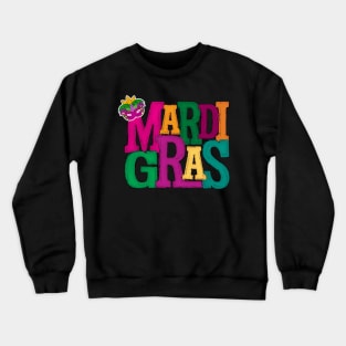 Mardi Gras Mask Masquerade Green Yellow Orange Crewneck Sweatshirt